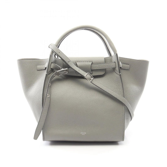 Celine Handbag Big Bag Small with Long Strap 2-Way Gray Leather