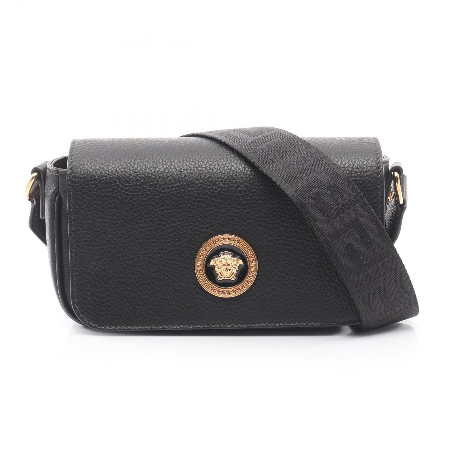 Versace Shoulder Bag Medusa Black Leather Flap