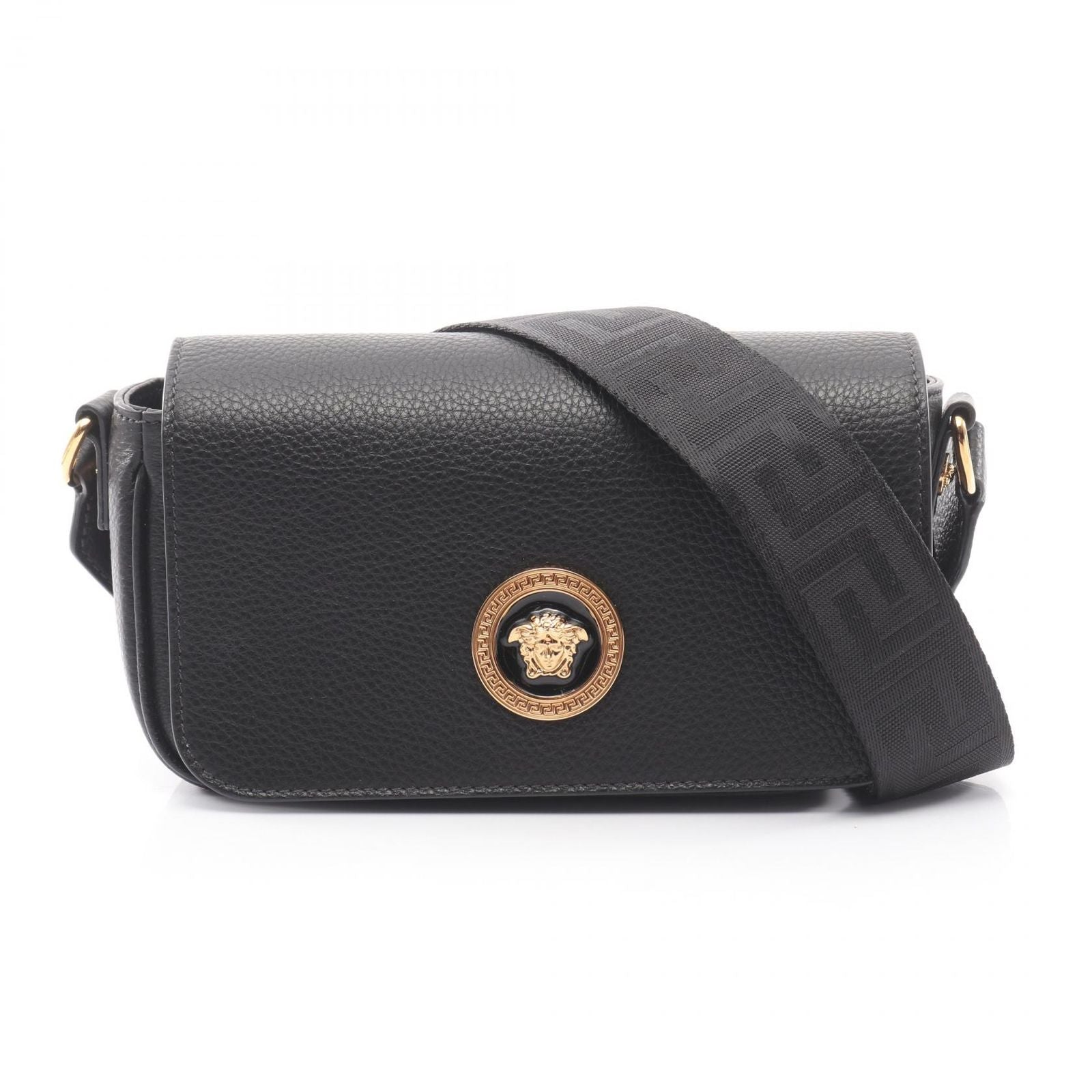 Versace Shoulder Bag Medusa Black Leather Flap