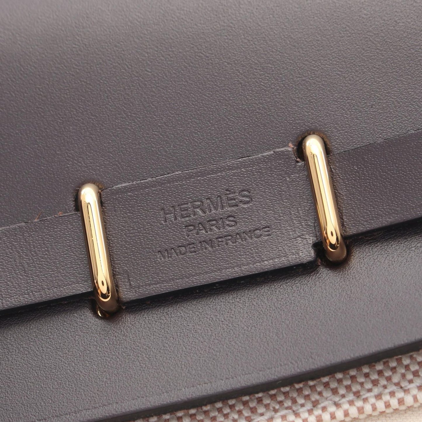 Hermes Shoulder Bag Herbag Zip Mini Ebene Ecru Leather Canvas — view 4