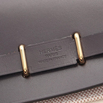 Hermes Shoulder Bag Herbag Zip Mini Ebene Ecru Leather Canvas — view 4