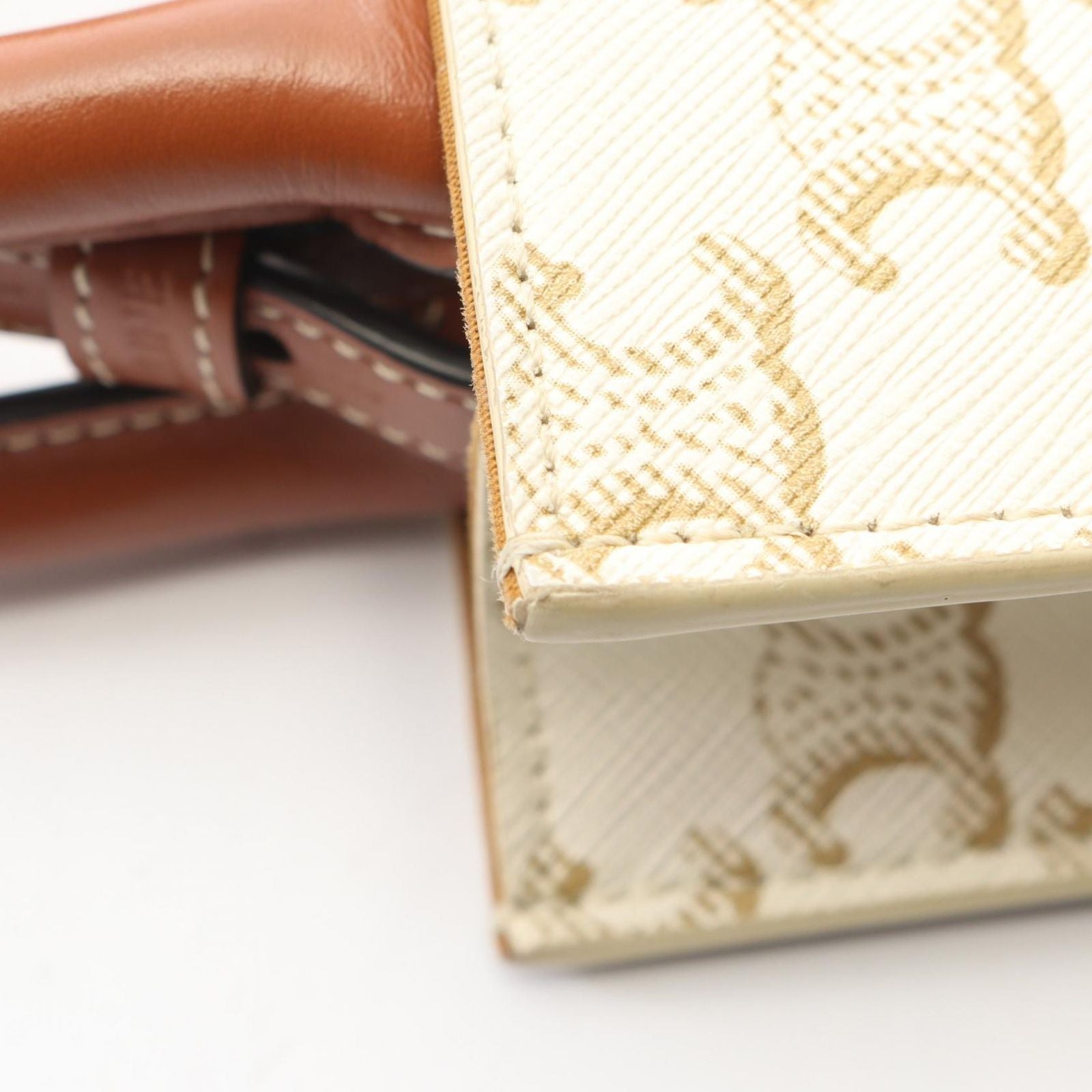 Celine Handbag Mini Vertical Cabas Triomphe 2-Way Ivory Brown Canvas Leather — view 8