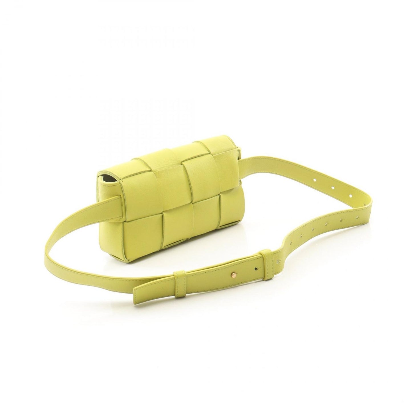 Bottega Veneta Waist Bag Cassette Maxi Intrecciato Yellow Green Leather Mini — view 2