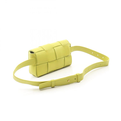 Bottega Veneta Waist Bag Cassette Maxi Intrecciato Yellow Green Leather Mini — view 2