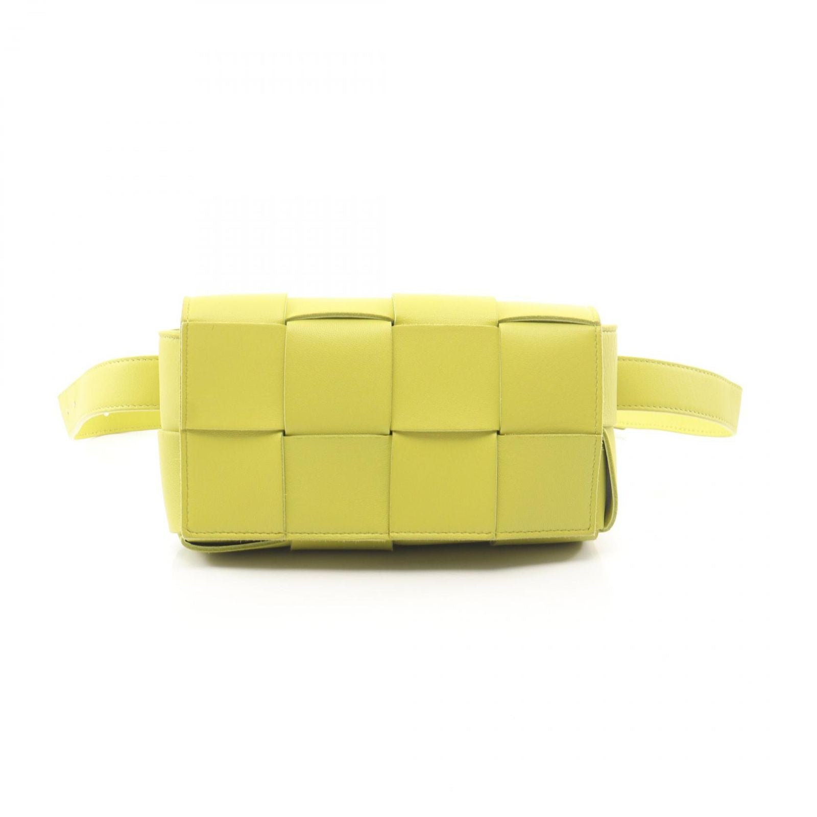 Bottega Veneta Waist Bag Cassette Maxi Intrecciato Yellow Green Leather Mini