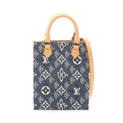 Louis Vuitton Handbag Sac Plat Since 2-Way Blue Canvas Leather Petite
