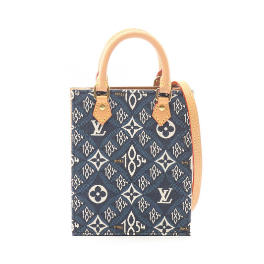 Louis Vuitton Handbag Sac Plat Since 2-Way Blue Canvas Leather Petite