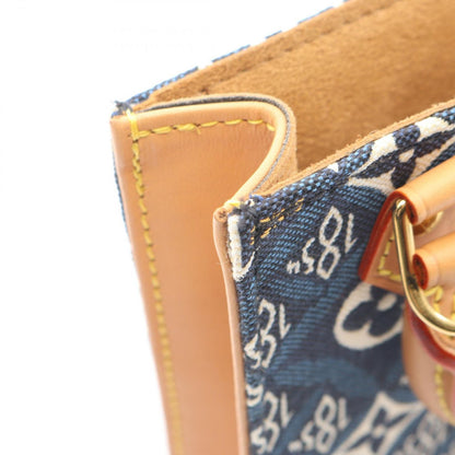 Louis Vuitton Handbag Sac Plat Since 2-Way Blue Canvas Leather Petite — view 9