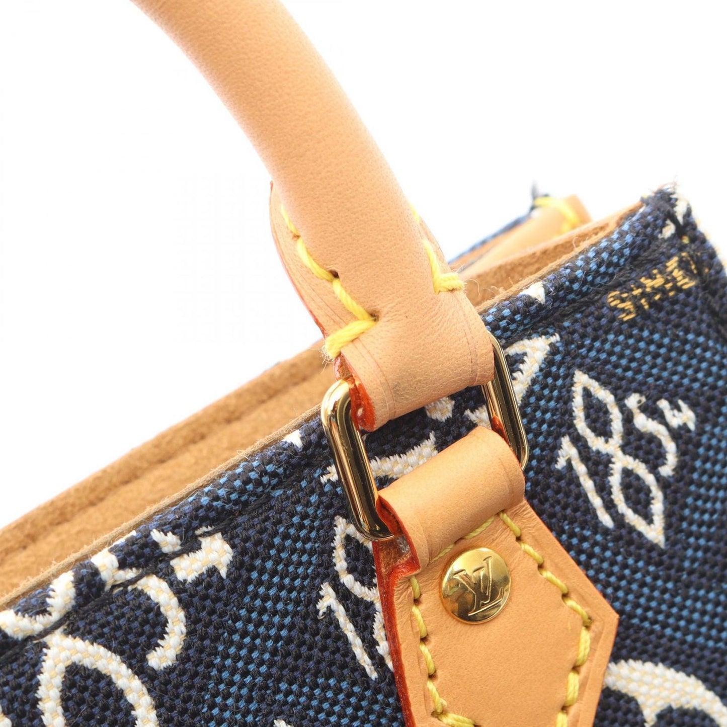 Louis Vuitton Handbag Sac Plat Since 2-Way Blue Canvas Leather Petite — view 8