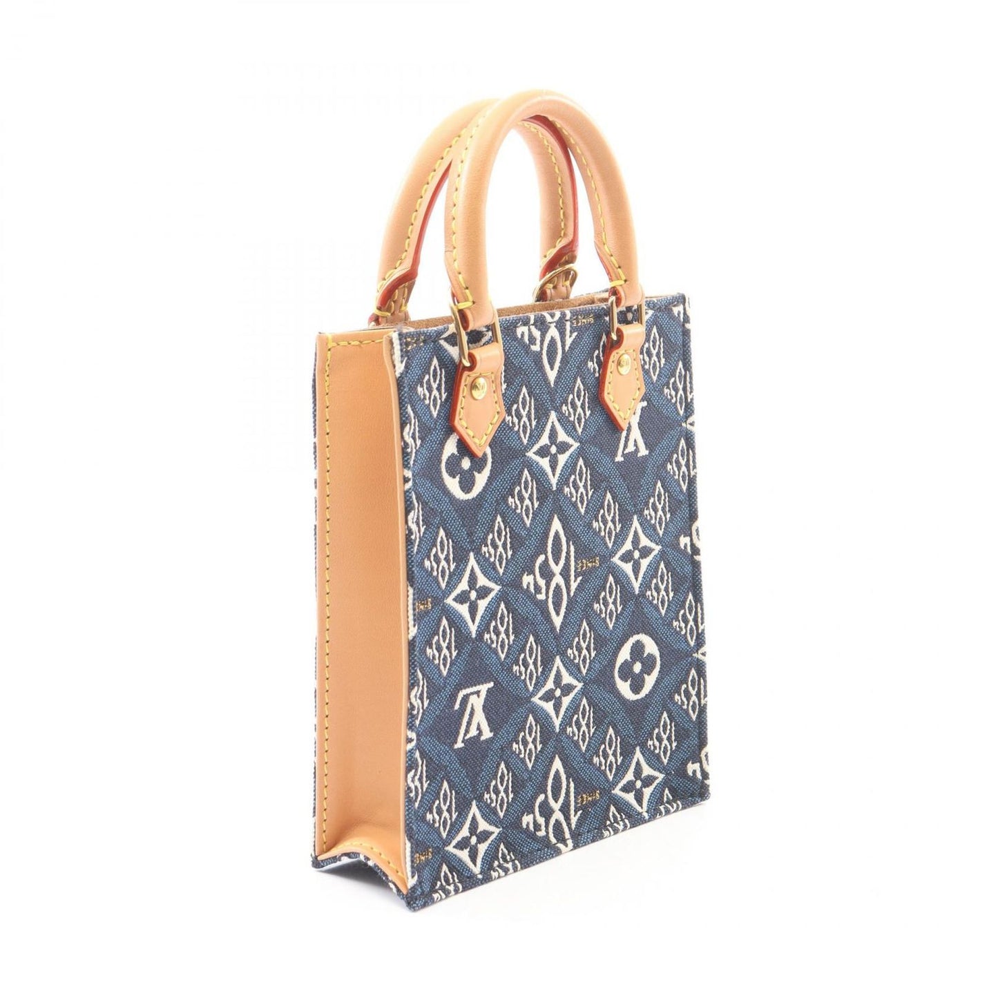Louis Vuitton Handbag Sac Plat Since 2-Way Blue Canvas Leather Petite — view 2