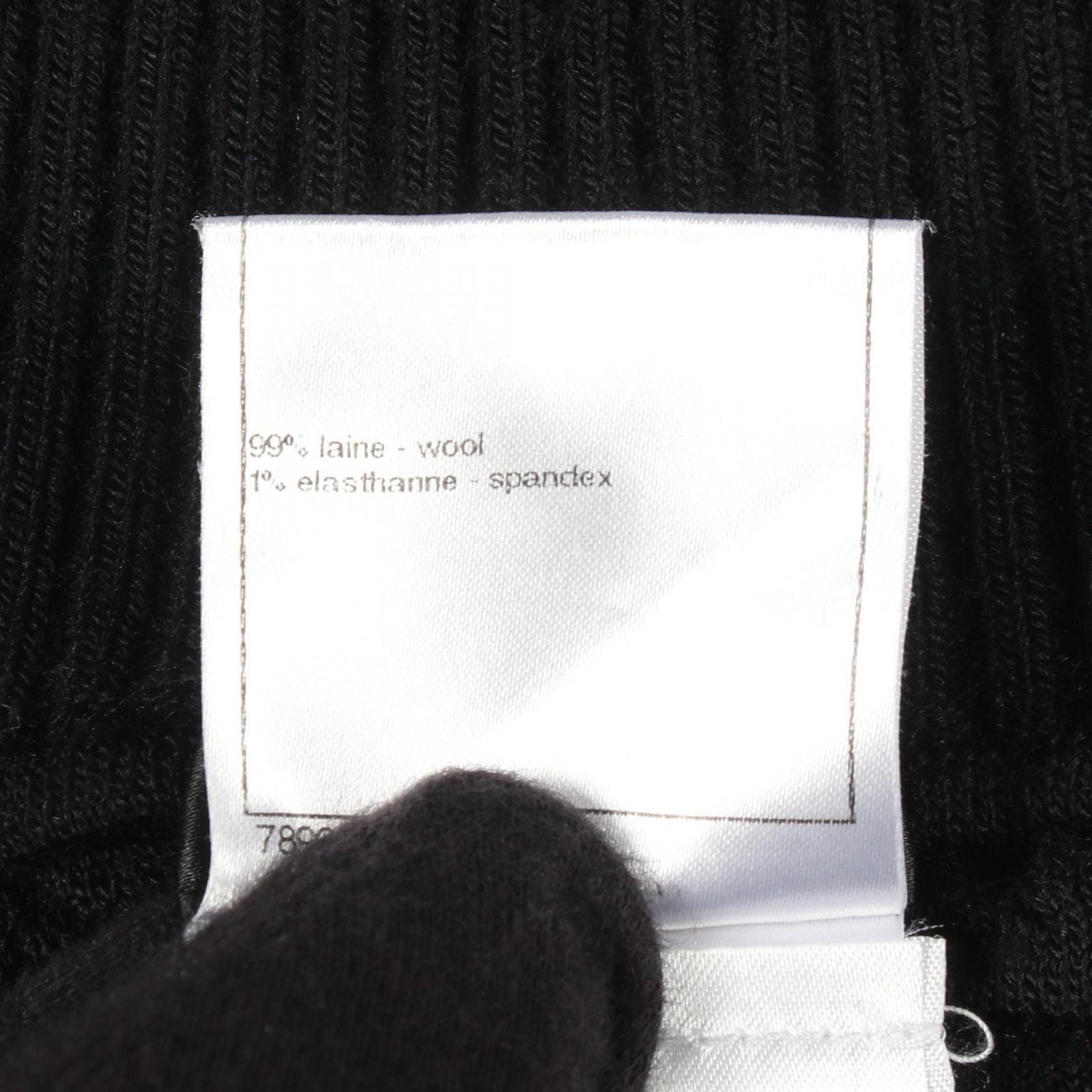 Chanel Skirt CC Logo Button Knit Black Wool — view 4