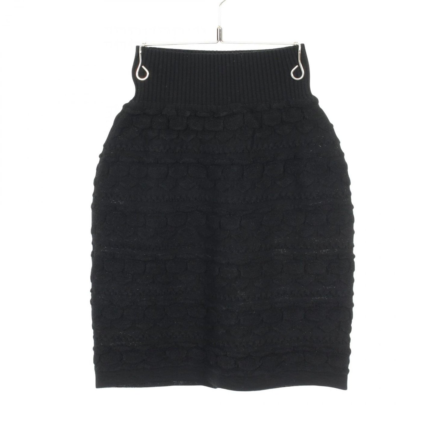 Chanel Skirt CC Logo Button Knit Black Wool — view 2