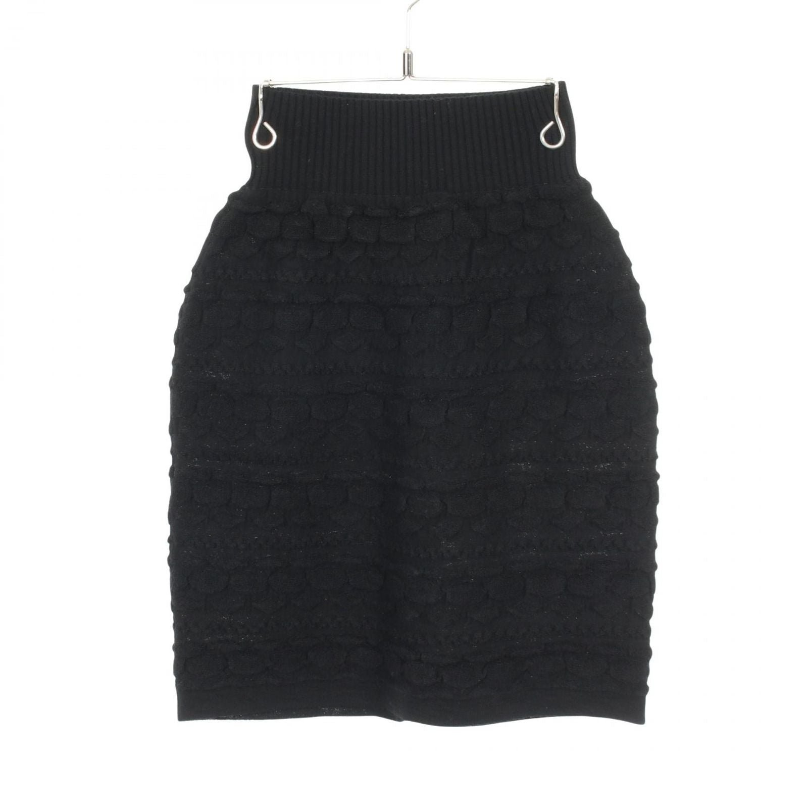 Chanel Skirt CC Logo Button Knit Black Wool — view 2