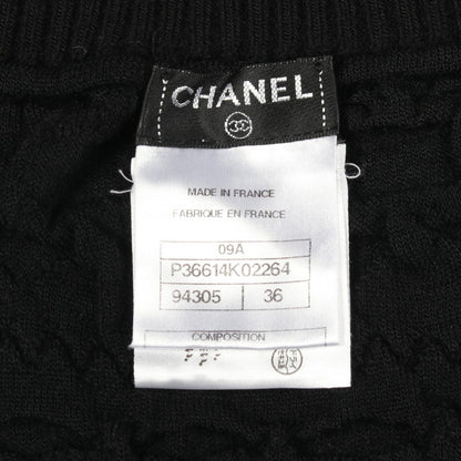 Chanel Skirt CC Logo Button Knit Black Wool — view 3
