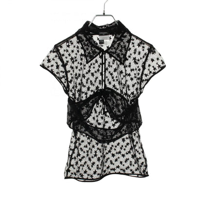 Chanel Blouse Lace Short Sleeve Black