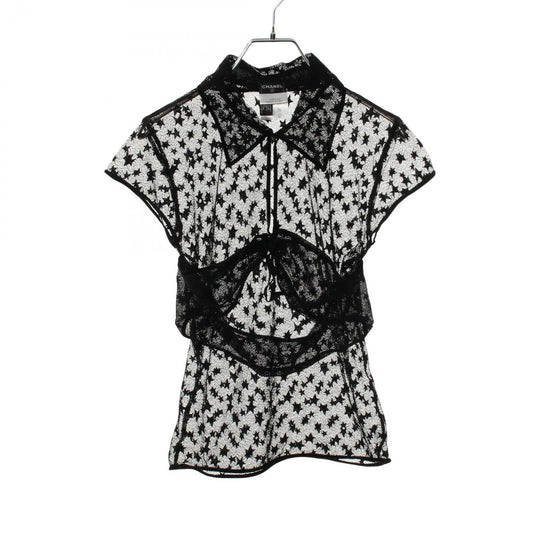 Chanel Blouse Lace Short Sleeve Black