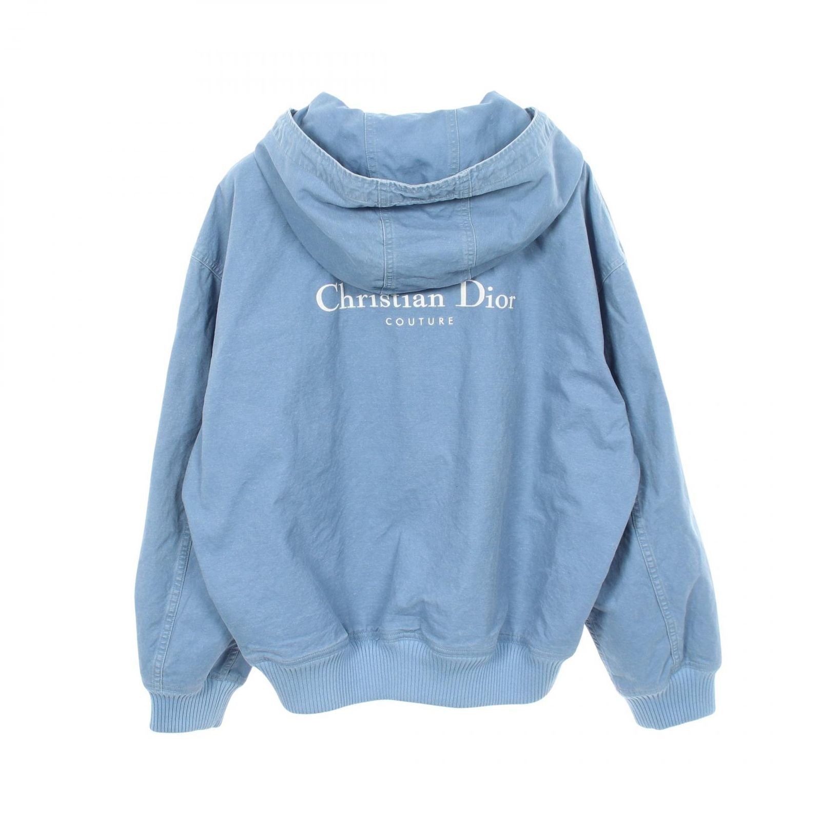 Dior Denim Jacket Logo Embroidery Hoodie Blue — view 2