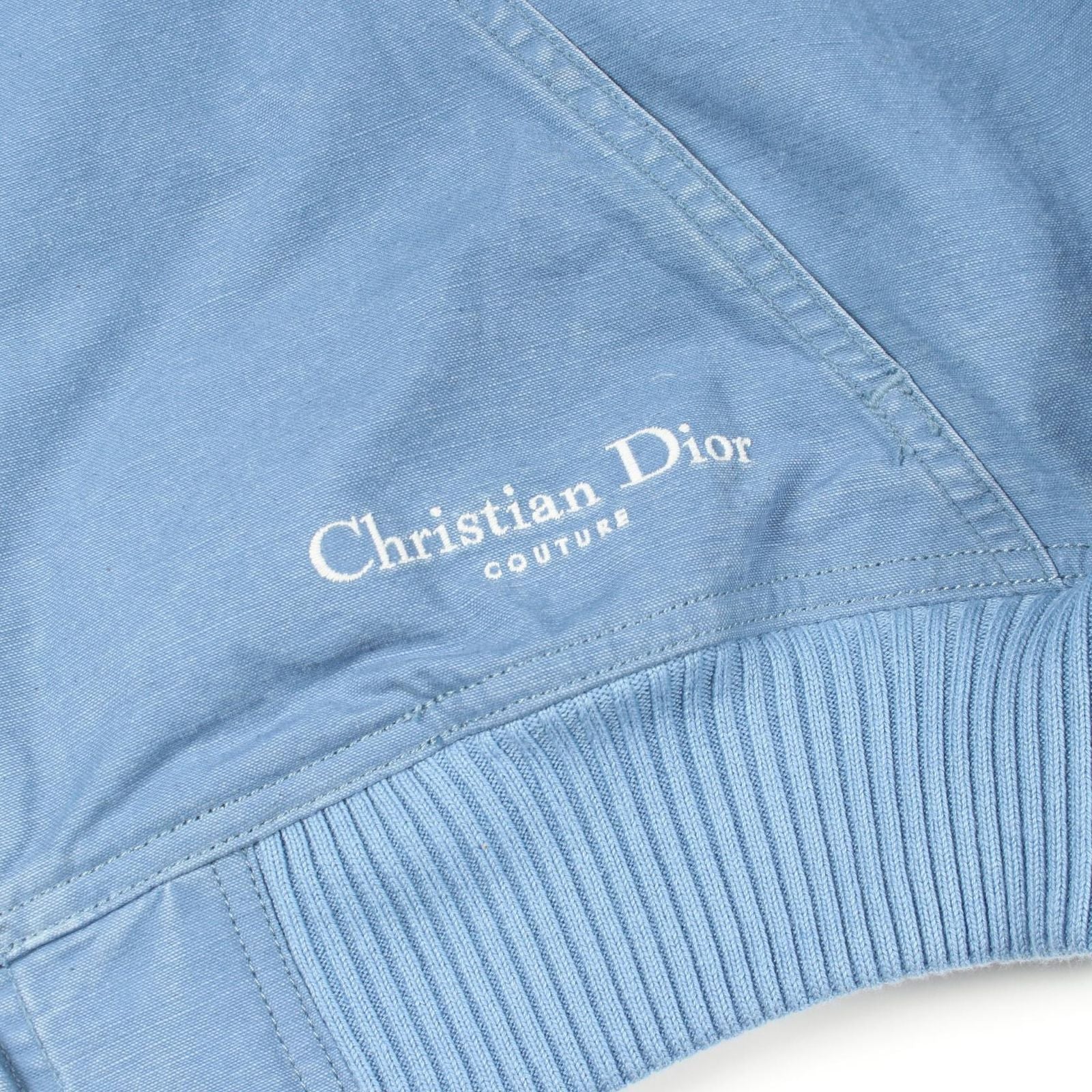 Dior Denim Jacket Logo Embroidery Hoodie Blue — view 6