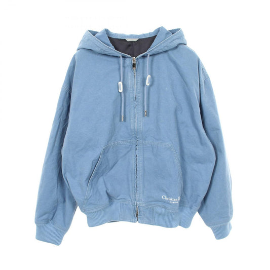 Dior Denim Jacket Logo Embroidery Hoodie Blue