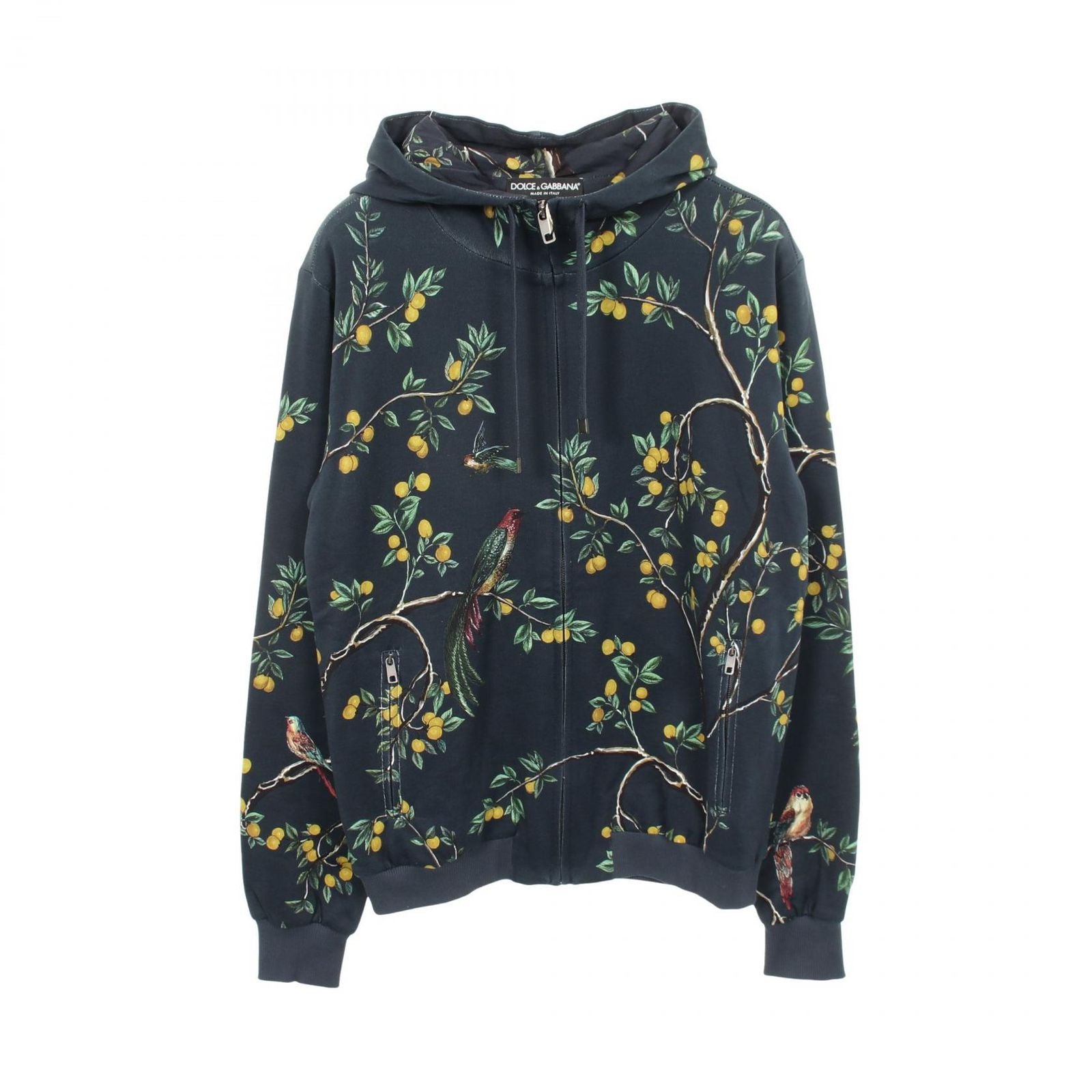 Dolce & Gabbana Hoodie Bird Print All Over Pattern Cotton Zip