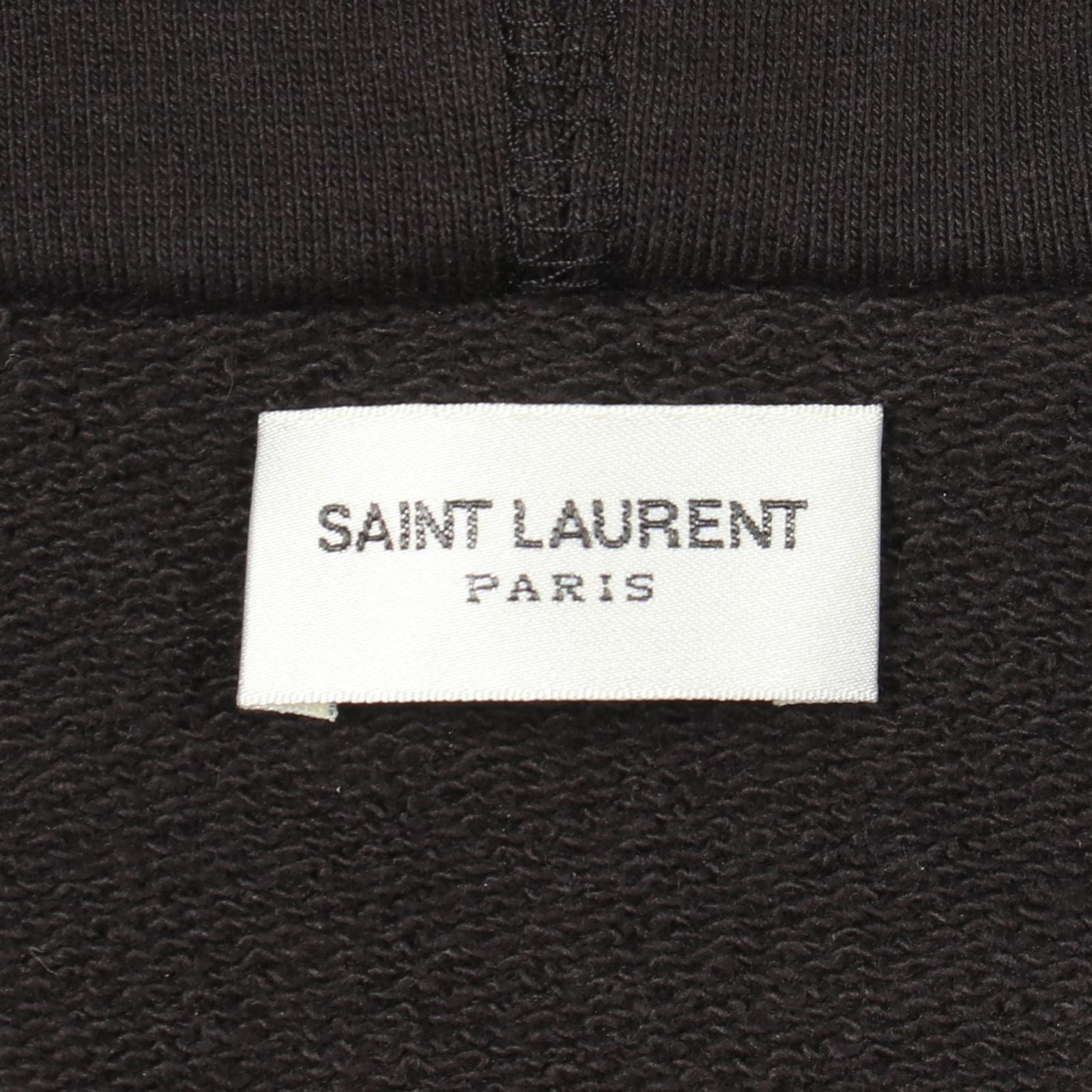 Saint Laurent Paris Hoodie Leather Switch Cotton Top — view 3