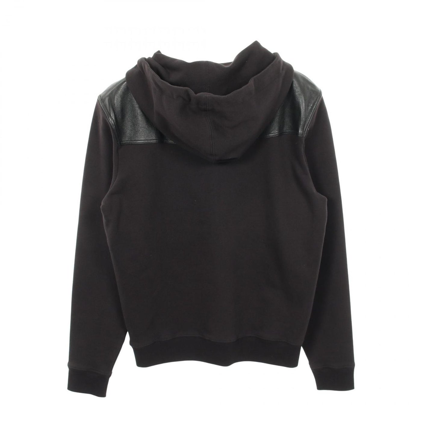 Saint Laurent Paris Hoodie Leather Switch Cotton Top — view 2