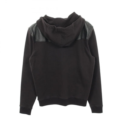 Saint Laurent Paris Hoodie Leather Switch Cotton Top — view 2