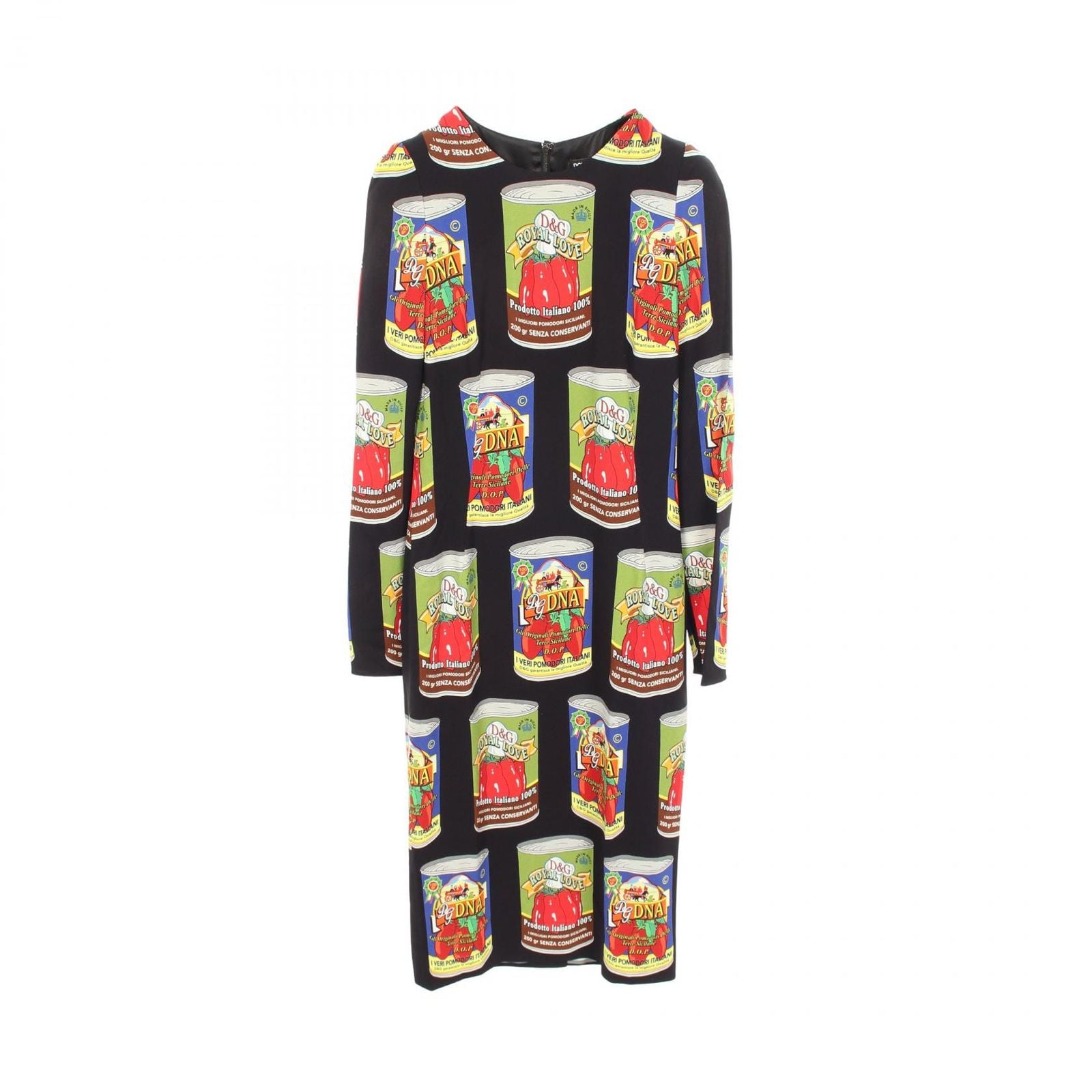 Dolce & Gabbana Dress Tomato Can Pattern Long Sleeve Rayon