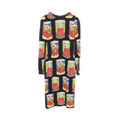 Dolce & Gabbana Dress Tomato Can Pattern Long Sleeve Rayon