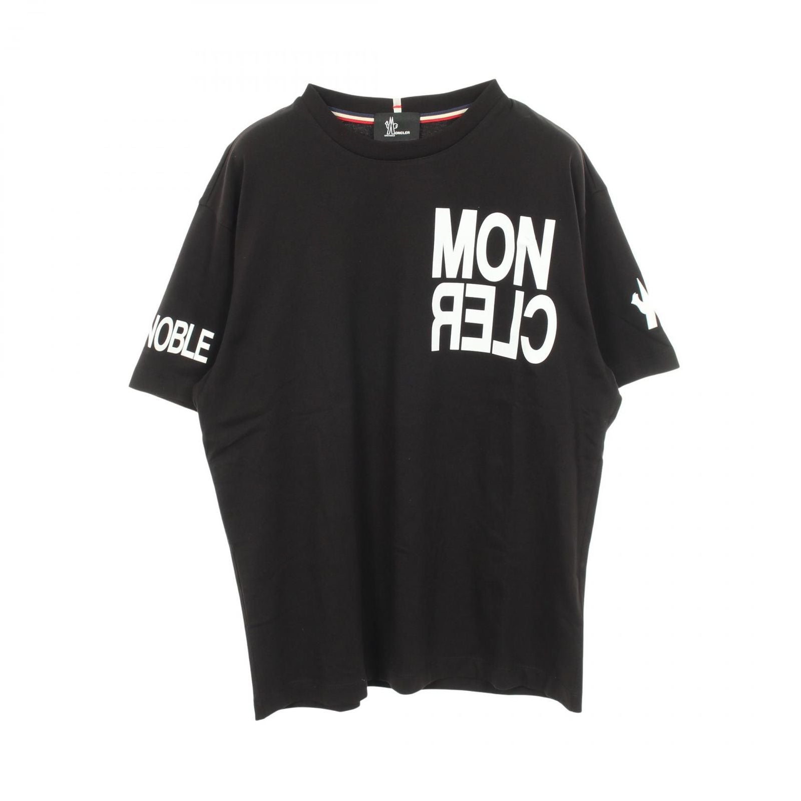 Moncler Grenoble Short Sleeve T-Shirt Logo Print Crew Neck Black Cotton