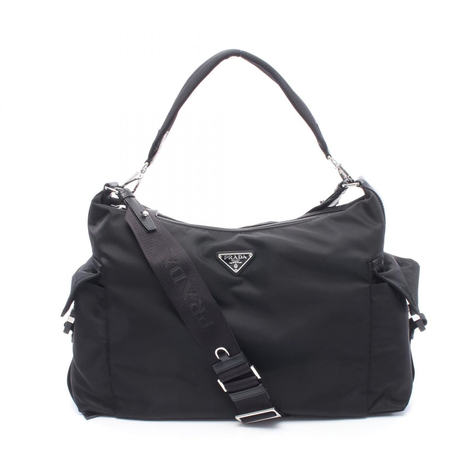 Prada Shoulder Bag Explora Re-Nylon Black Nylon Saffiano Leather