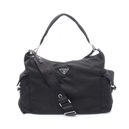 Prada Shoulder Bag Explora Re-Nylon Black Nylon Saffiano Leather
