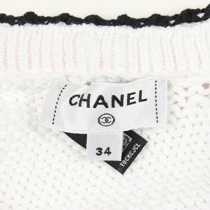 Chanel Knit Asymmetric White Cotton Sweater — view 3