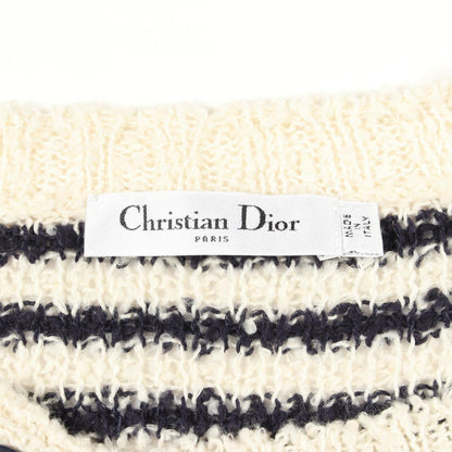 Dior Knit Mariner Marine Border Short Sleeve Ivory Cotton Silk Sweater — view 3