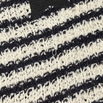 Dior Knit Mariner Marine Border Short Sleeve Ivory Cotton Silk Sweater — view 6