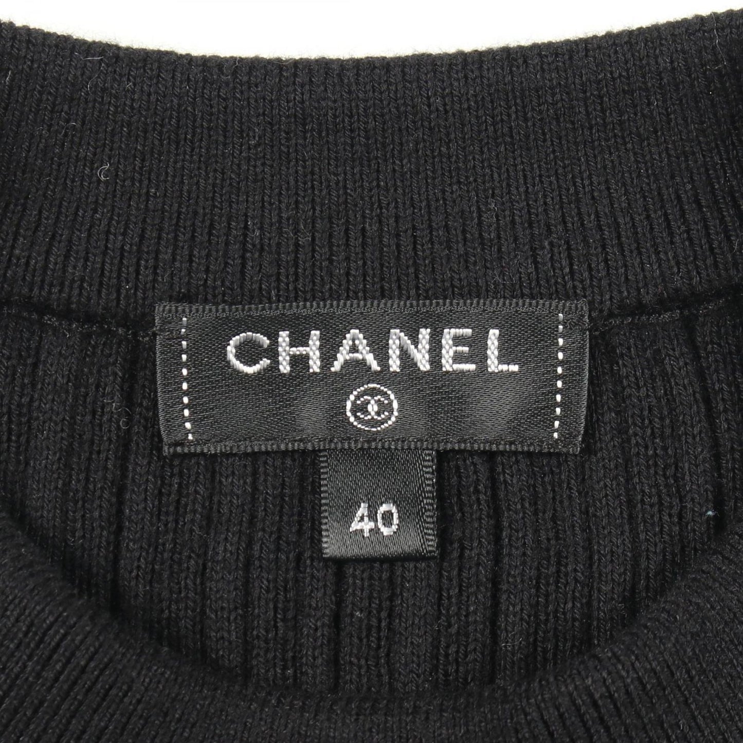 Chanel Top Logo Short Sleeve Black Cotton — view 3