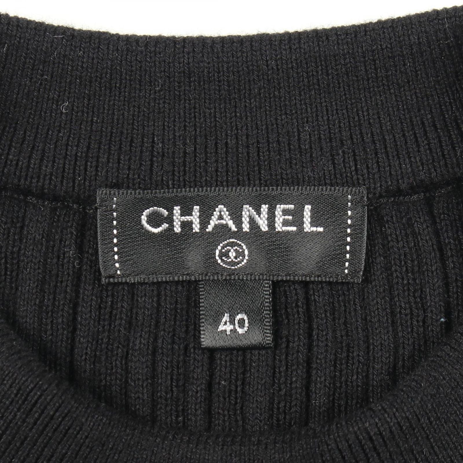Chanel Top Logo Short Sleeve Black Cotton — view 3