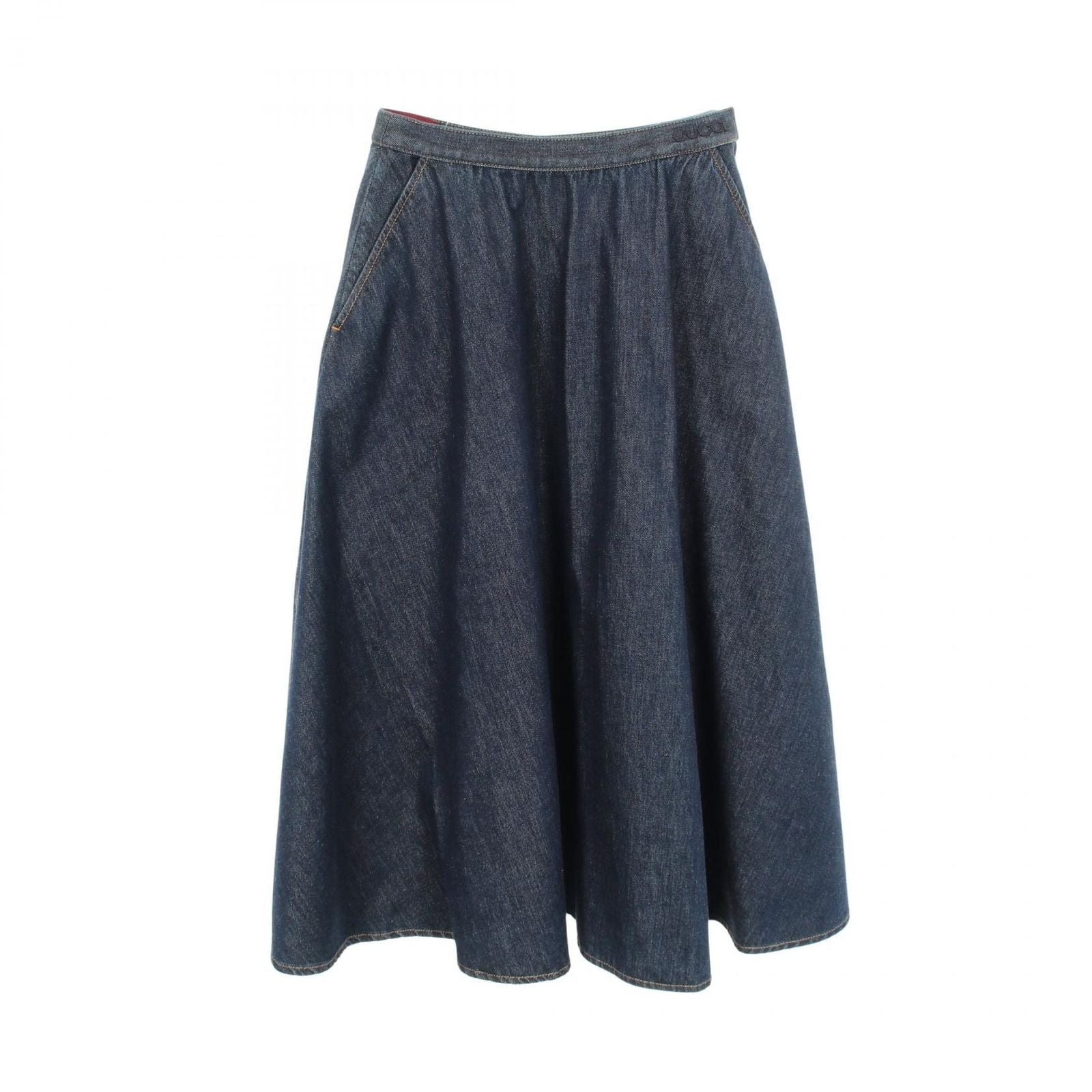 Gucci Skirt Logo Flare Indigo Blue Cotton Denim