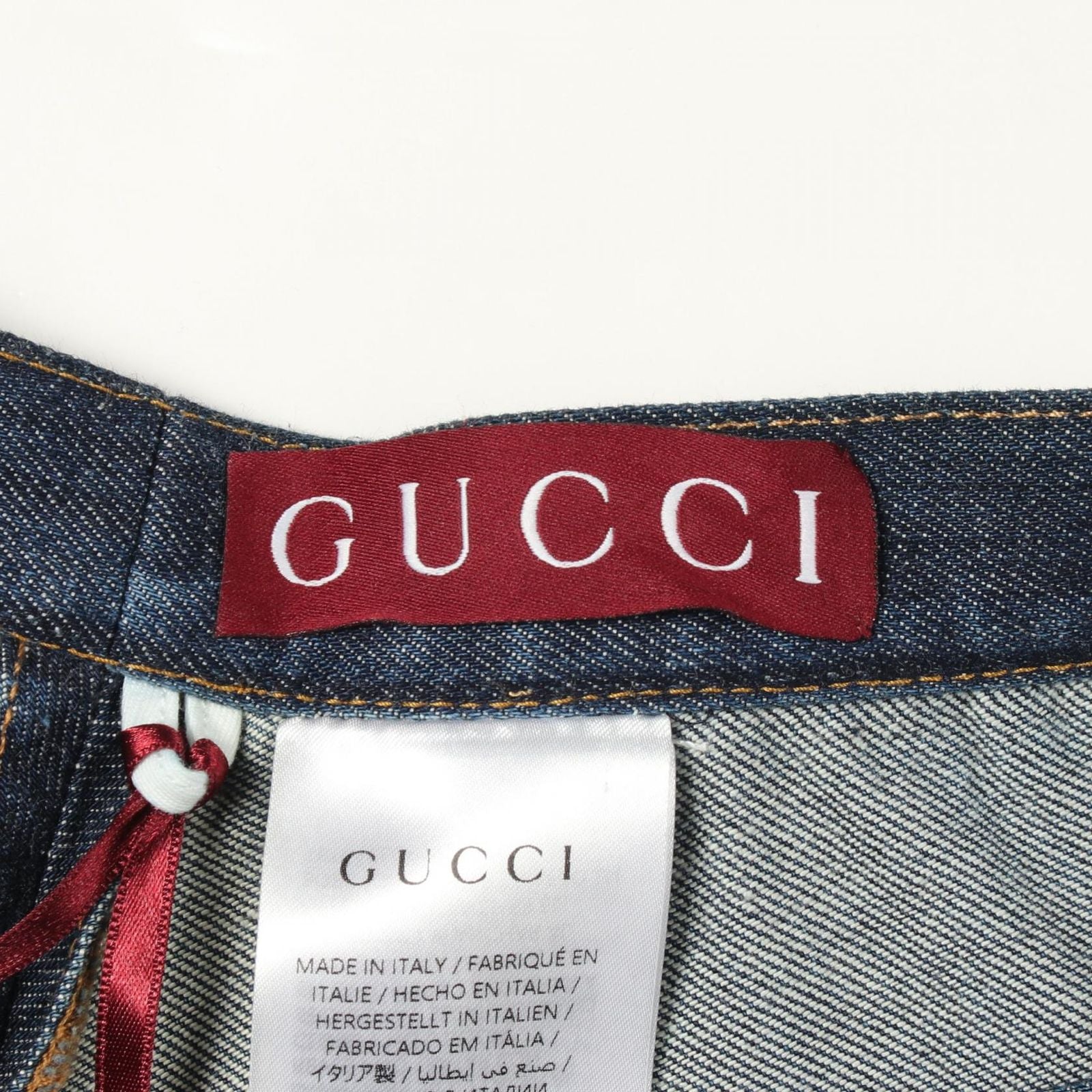 Gucci Skirt Logo Flare Indigo Blue Cotton Denim — view 3