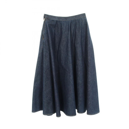 Gucci Skirt Logo Flare Indigo Blue Cotton Denim — view 2