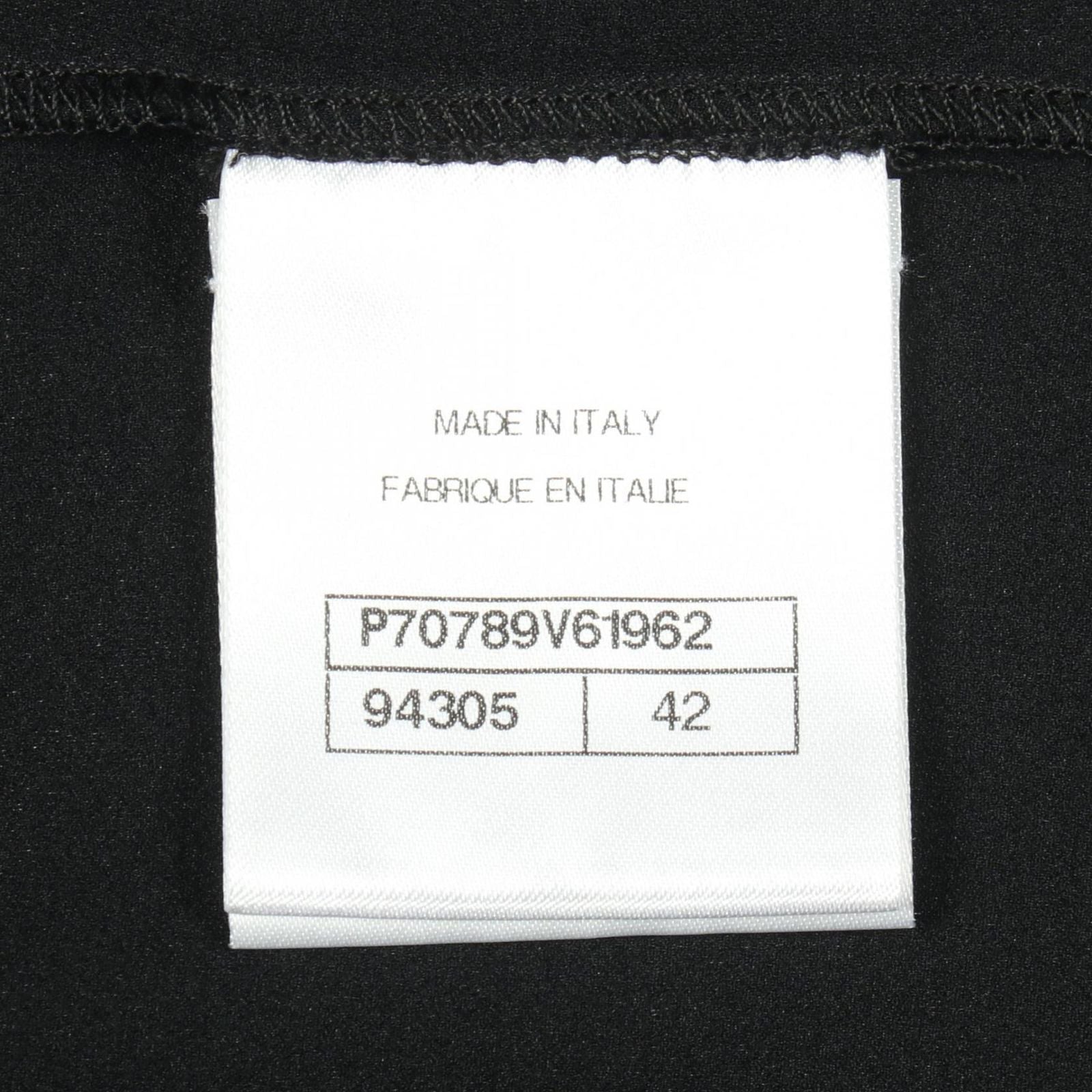 Chanel Top Camellia Icon Pearl Short Sleeve Black Silk — view 5