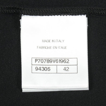 Chanel Top Camellia Icon Pearl Short Sleeve Black Silk — view 5