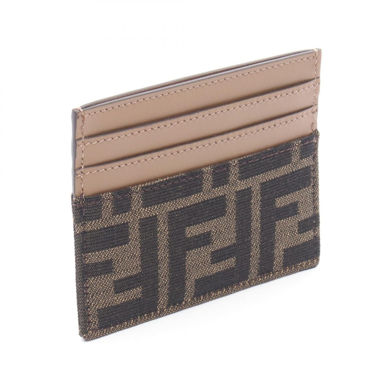 Fendi Card Case Zucca Brown Canvas Leather Baguette — view 2