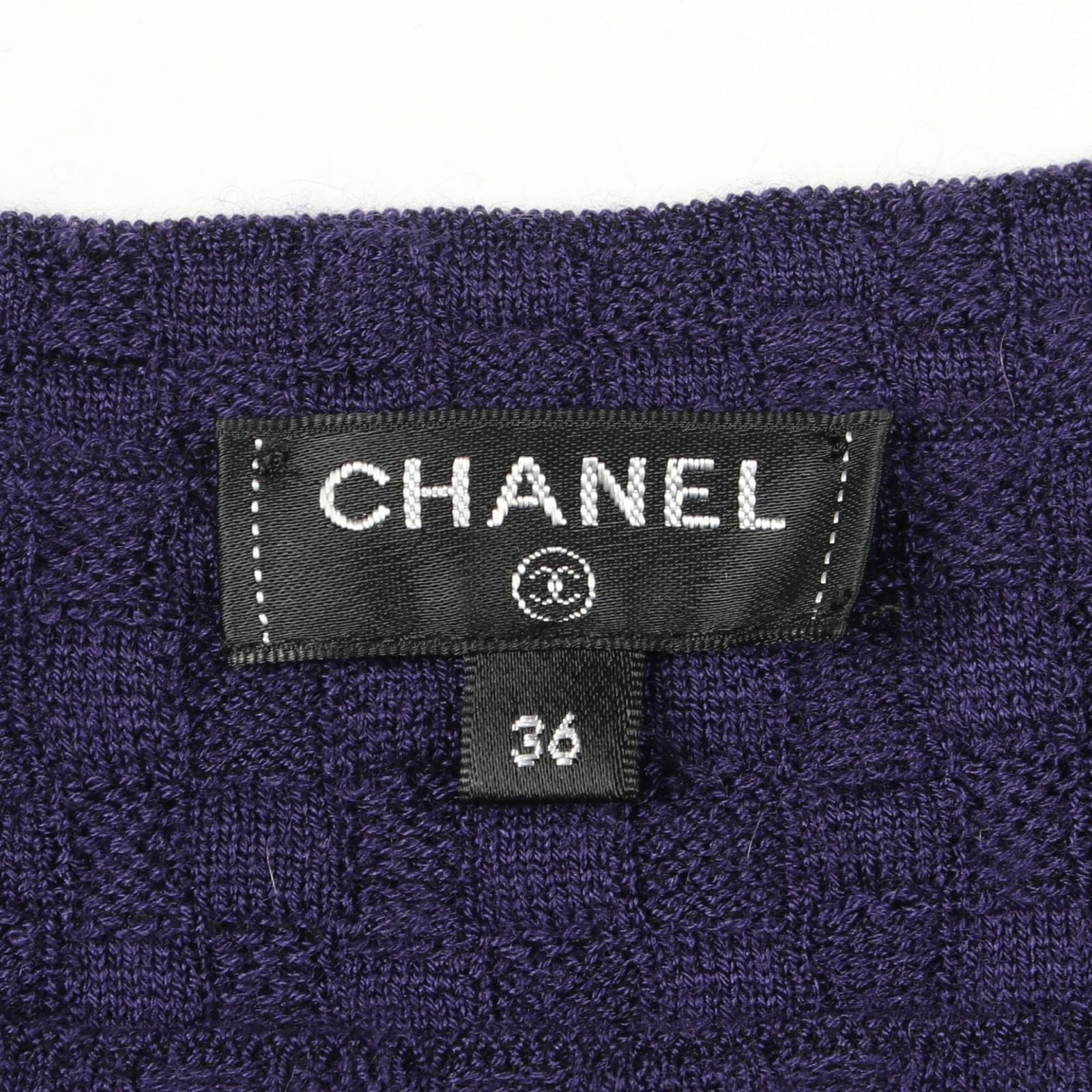 Chanel Knit Anchor Button Purple Cashmere Silk Sweater — view 3