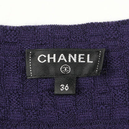 Chanel Knit Anchor Button Purple Cashmere Silk Sweater — view 3
