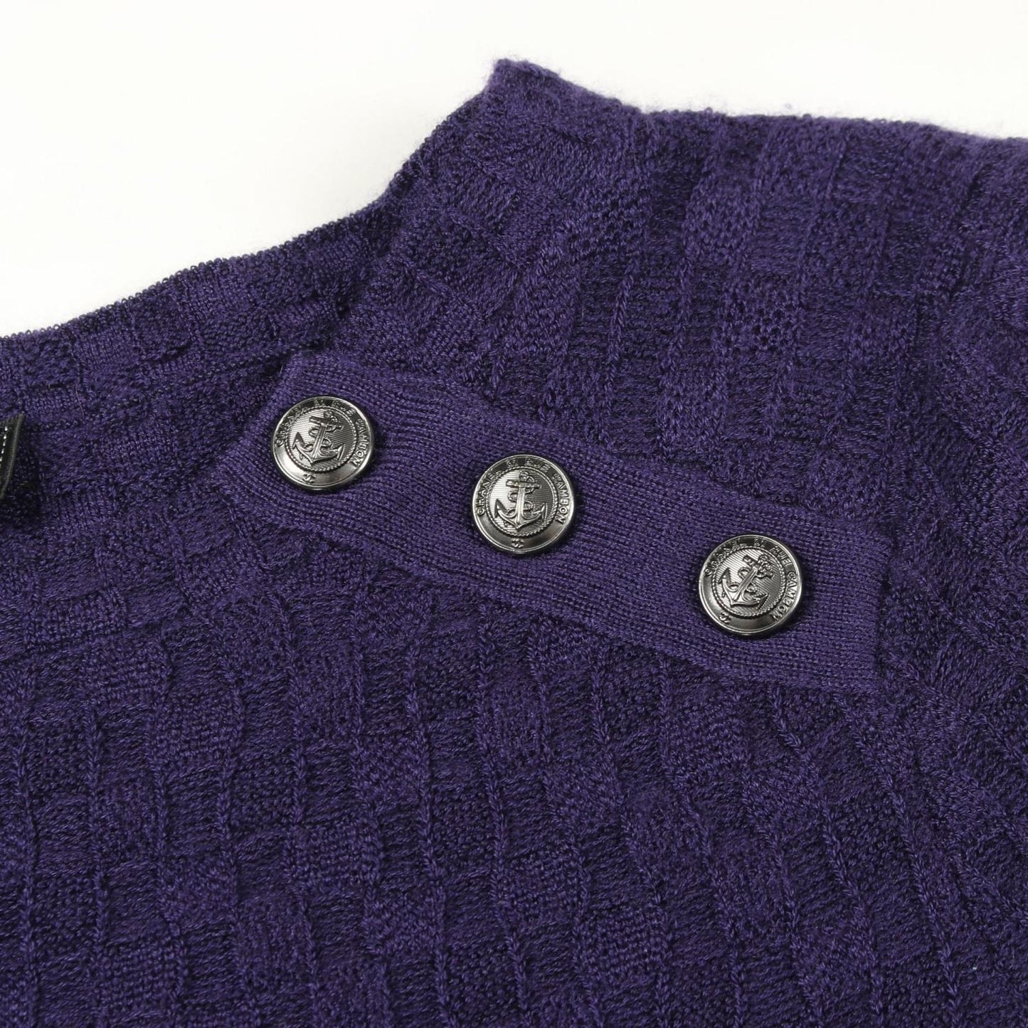 Chanel Knit Anchor Button Purple Cashmere Silk Sweater — view 6