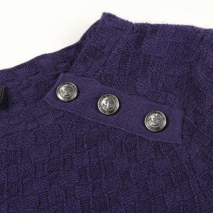 Chanel Knit Anchor Button Purple Cashmere Silk Sweater — view 6