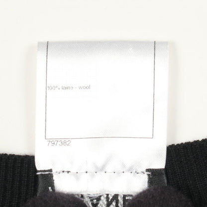 Chanel Cardigan CC Logo Button Frill Black Wool — view 4