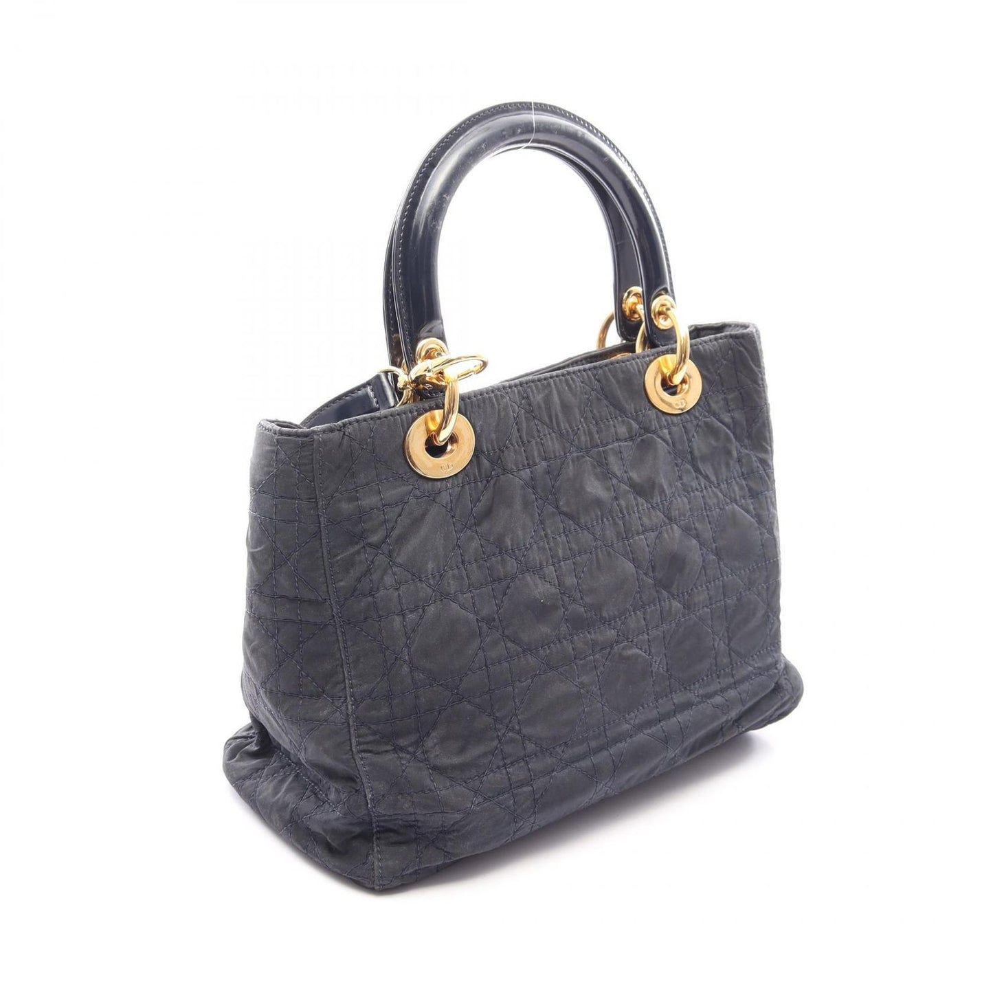 Dior Handbag Lady Cannage 2-Way Black Nylon Patent Tote — view 2