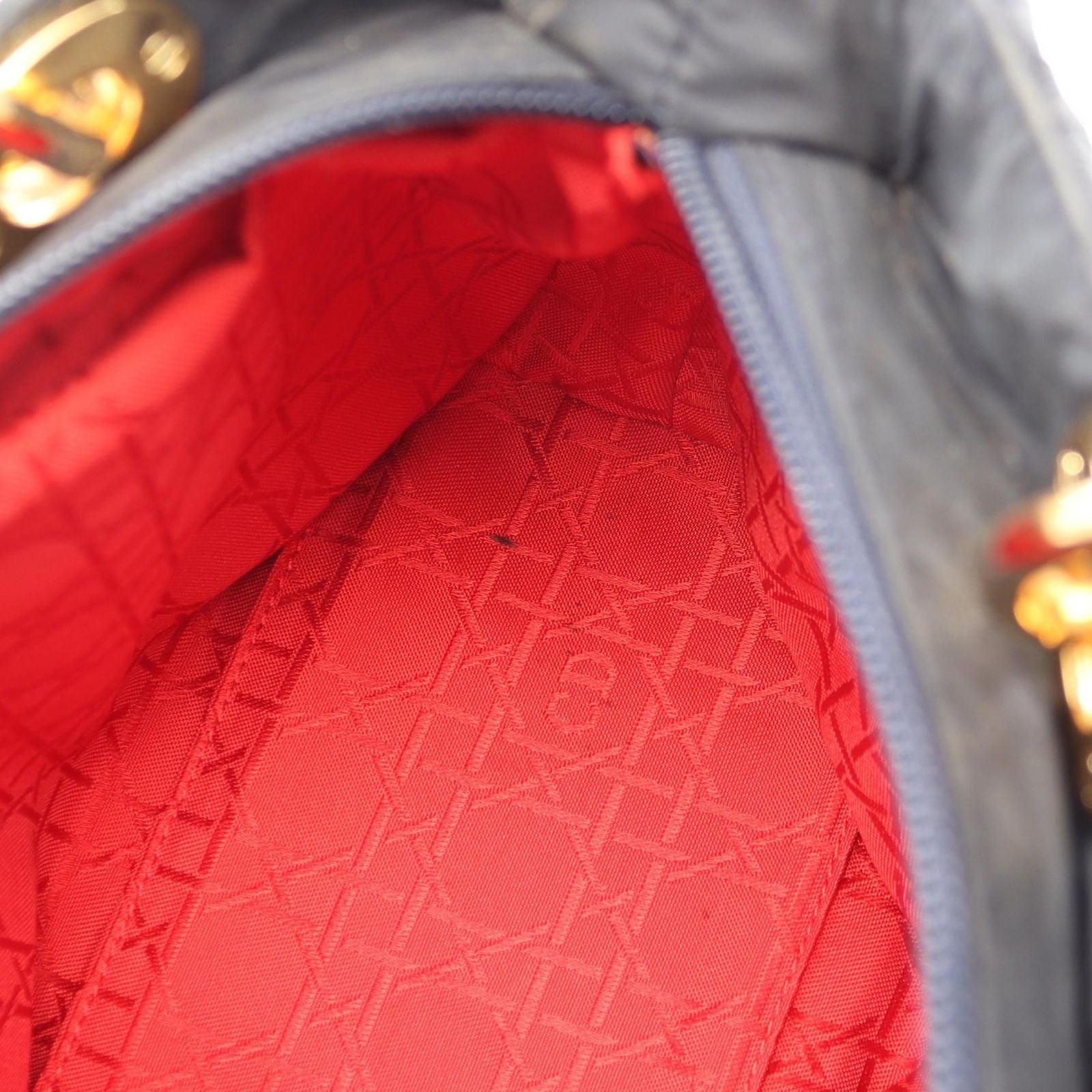 Dior Handbag Lady Cannage 2-Way Black Nylon Patent Tote — view 6